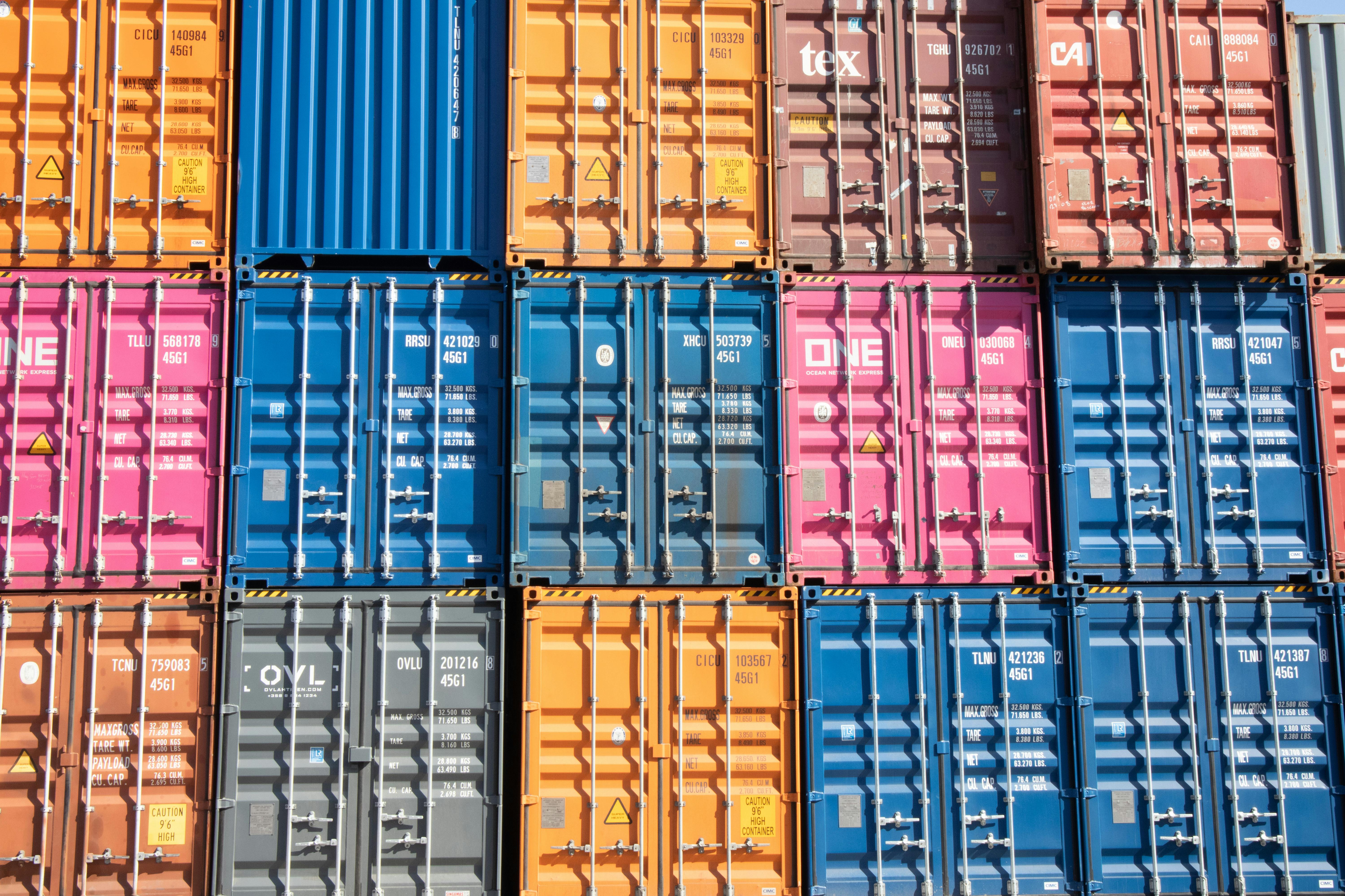 Shipping containers at a commercial port